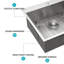 Évier de cuisine en acier inoxydable 304 de calibre 18. Bol simple de 25 po avec surface lisse et insonorisation pour un évier confortable de 25 po x 22 po. Séchoir à cuve facile à installer