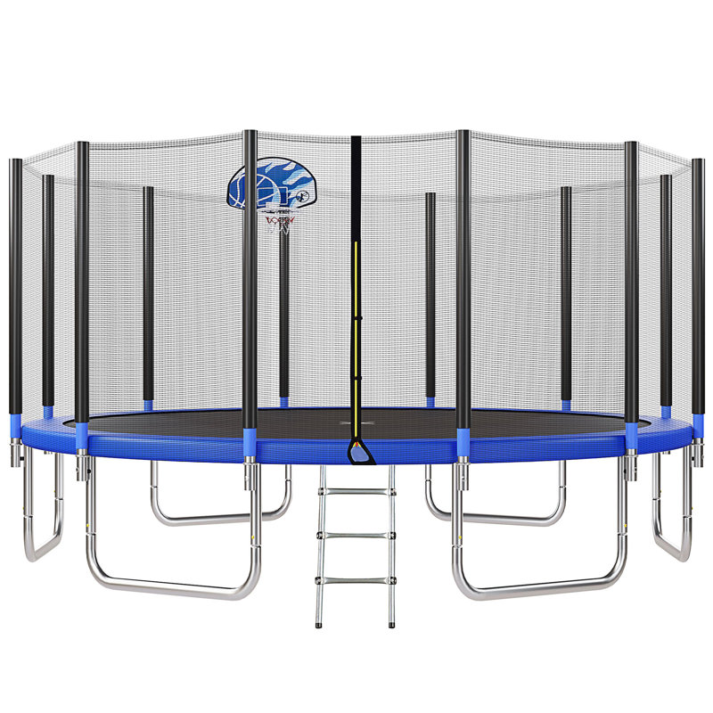 Ceballos Oval Kid / Toddler Trampoline with Trampoline Handlebar, Blue