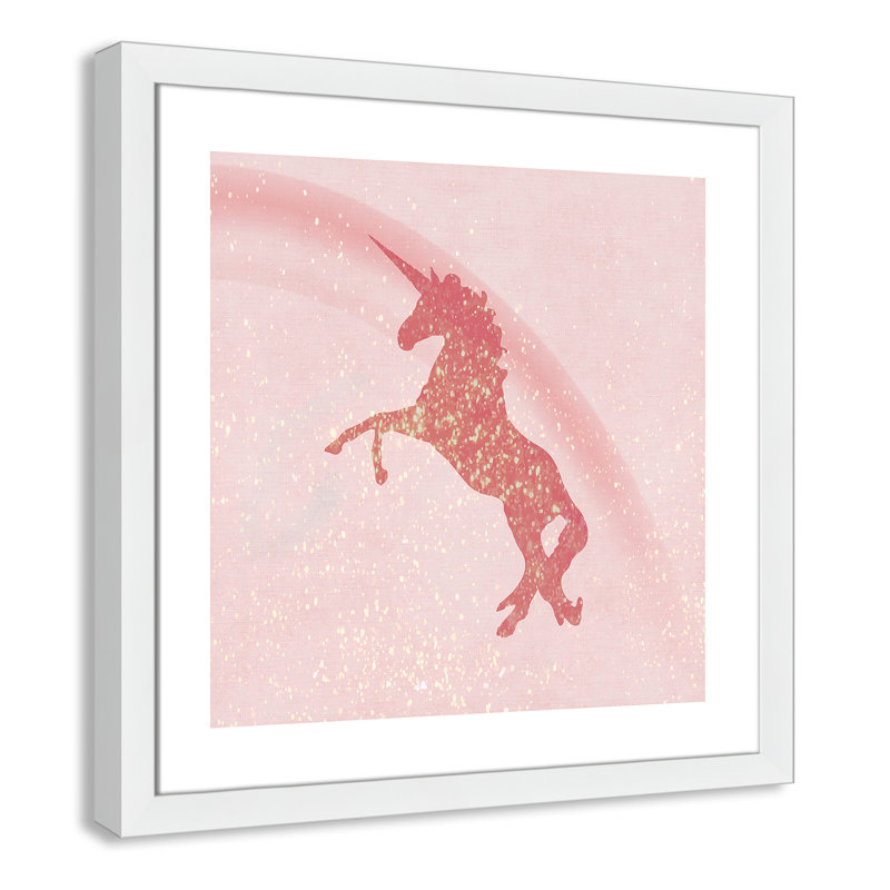 Paillettes licorne 2, H 22,5 po x l 22,5 po x P 0,63 po, Cadre blanc