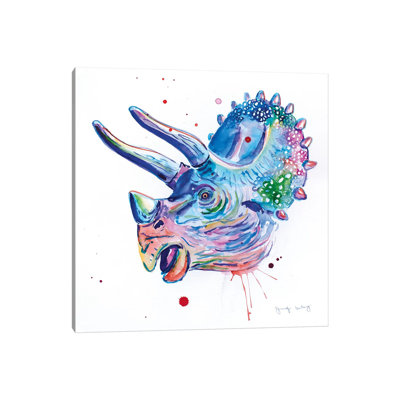 Watercolour Triceratop by Jennifer Seeley - Wrapped Canvas Painting