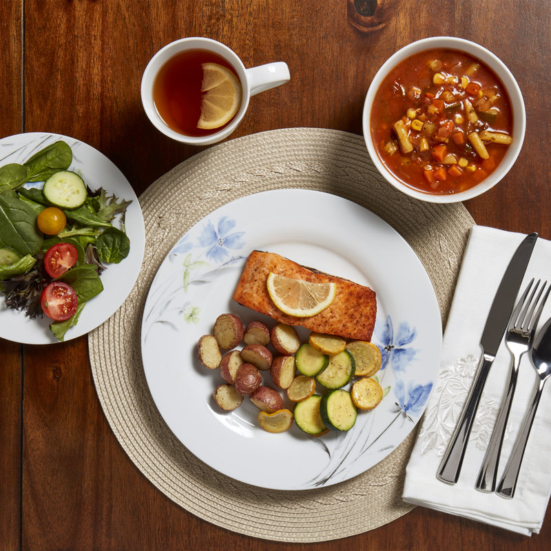 16-Piece White Porcelain Wildflower Dinnerware Set