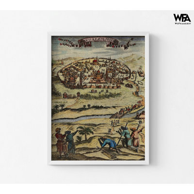 Impression de carte antique de Jérusalem, art mural, décor de salon rétro, idées de chambre d'amis, impression de carte de Terre Sainte, art de la vieille ville