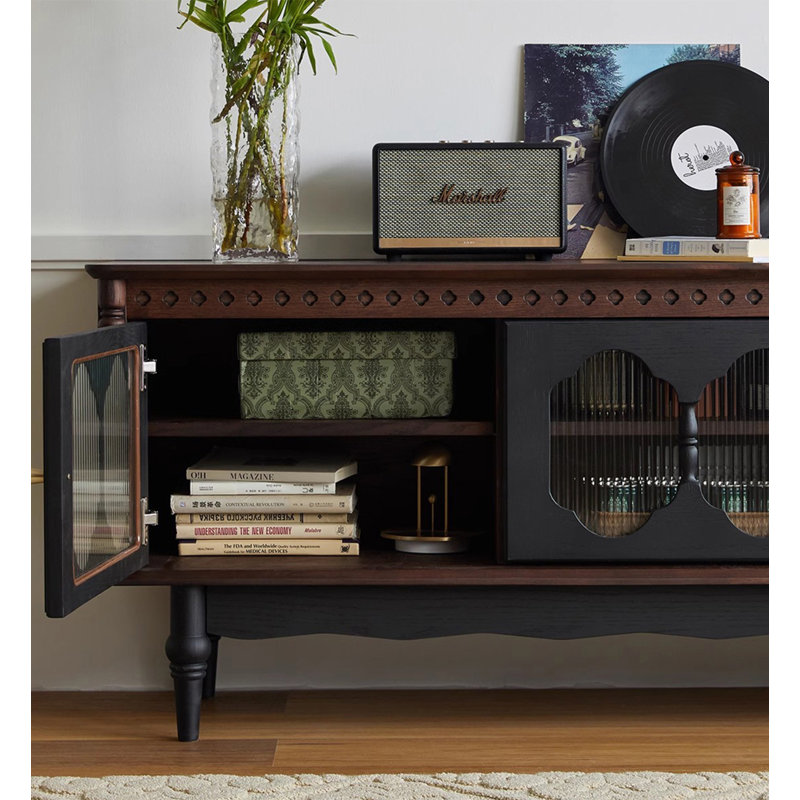 Meuble télé en bois massif Mid-Century