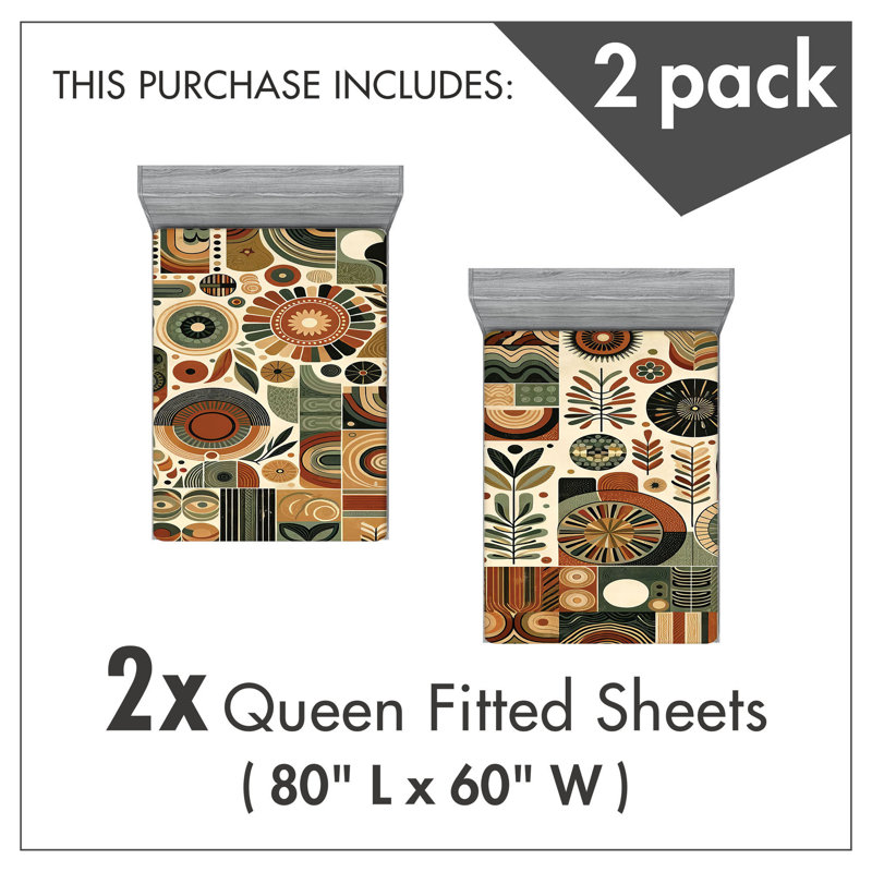 Microfiber Mid Century Fitted Sheet, Queen Fitted Sheet