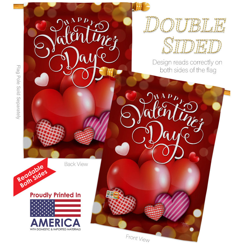 Double Sided 40'' H x 28'' W Polyester Valentine's Day Flag Set