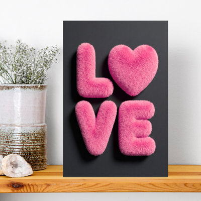 Pink Fluffy Love Romantic Abstract Contemporary Wall Art