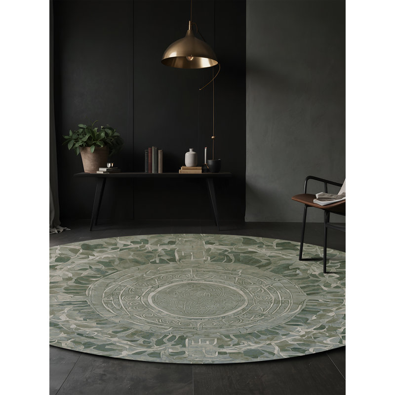 Machine Washable Brown Area Rug, Round 5'
