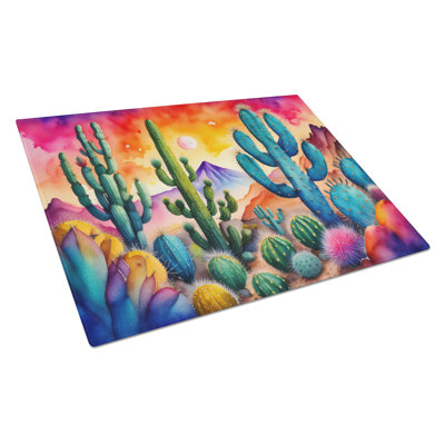 Cactus in Colour Glass Cutting Board Large