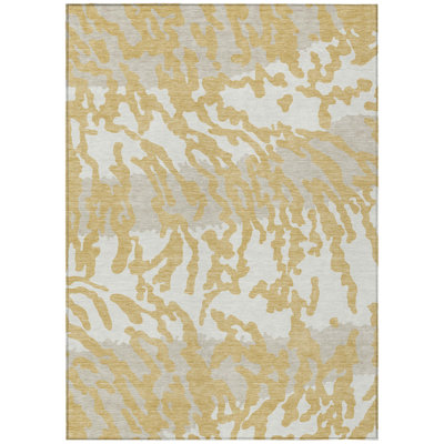 Tapis intérieur lavable à motif animal 5 pi x 8 pi gris doré et ivoire
