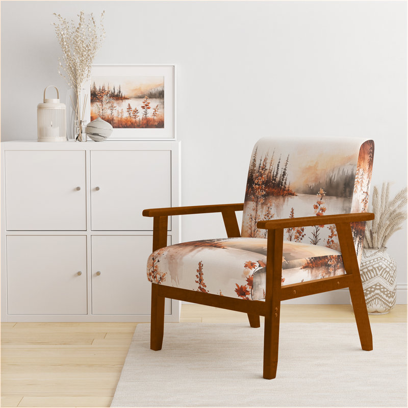 Chaise rembourrée Wildflowers Wildflowers Lake Horizon, Accoudoirs carrés bruns