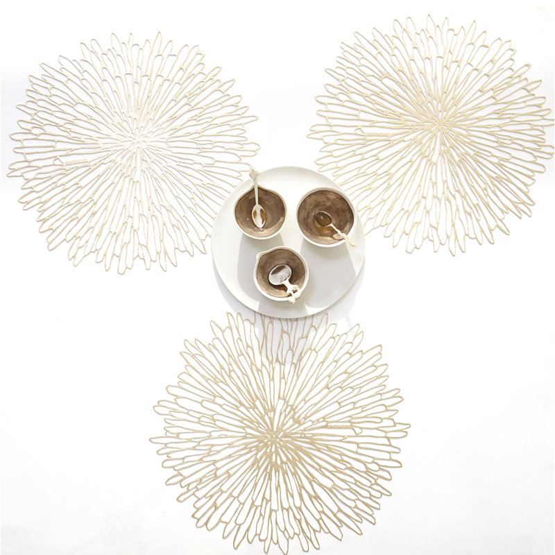 Bloom Vinyl Solid Colour Round Placemat, Champagne