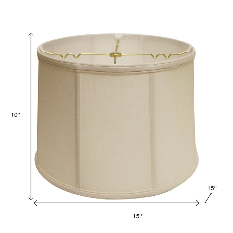 Abat-jour tambour en vanille, Beige, H 11 po x l 16 po x P 10 po