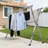 JOYBOS No-Assembly Stainless Steel Clothes Drying Rod – Extends up to 79 inches, with 20 windproof hooks + 12 sock clips, foldable & portable-1095184487