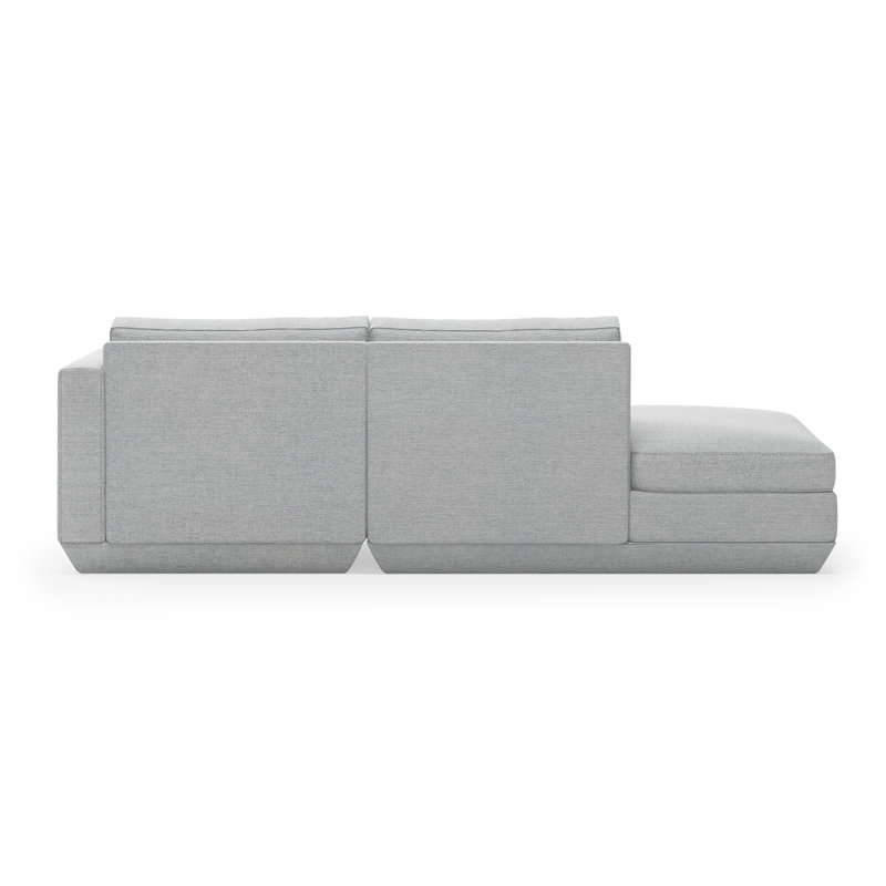 Podium Modular 2 PC Lounge Sofa, Bayview Silver Performance Twill, Left Hand Facing