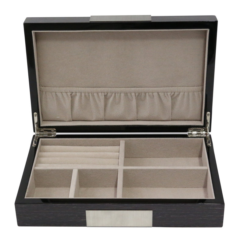 Boîte à bijoux avec boutons de manchette, Gris acier