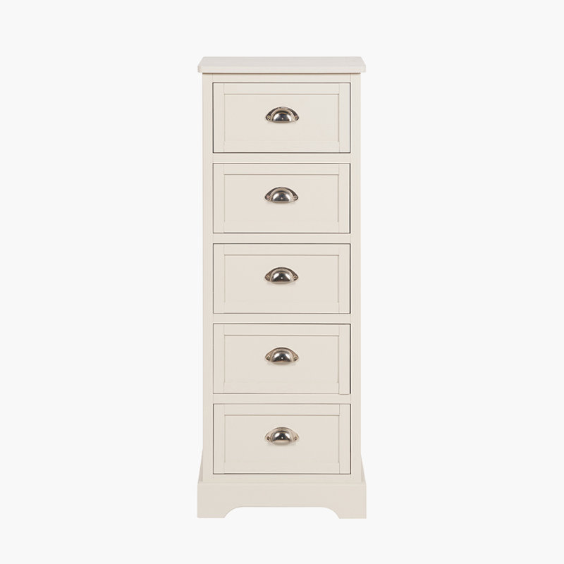 41cm W 5 - Drawer Chest of Drawers, Airy Linen/Silver