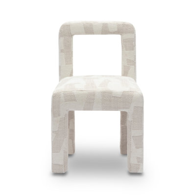  Cream Patterned Jacquard Dining Chair