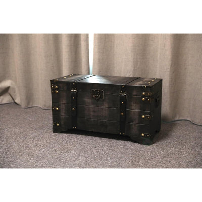 Vintiquewise Distressed Medium Wooden Storage Trunk