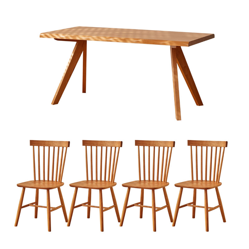 Simple Creative Solid Wood Cherry Wood Table Set, 29.52"H x 62.99"L x 31.49"W