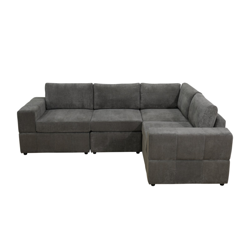 Ensemble de canapé modulaire réversible Premium, Microfibre/microsuède gris, H 36 po x l 101 po x P 73 po