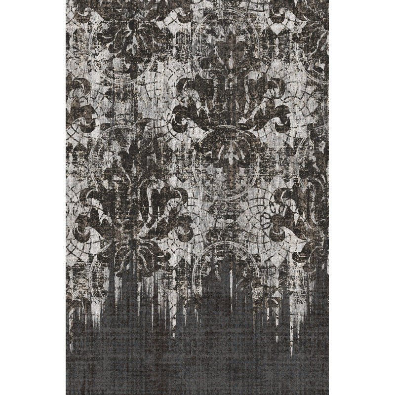 Tapis d'entrée élégant, impression numérique 3D, 3,9 x 4,9 pi | 100% polyester, antibactérien, envers en PVC antidérapant, hauteur des poils: 0,04 po, lavable à la machine, parfait pour le décor du salon et du vestibule
