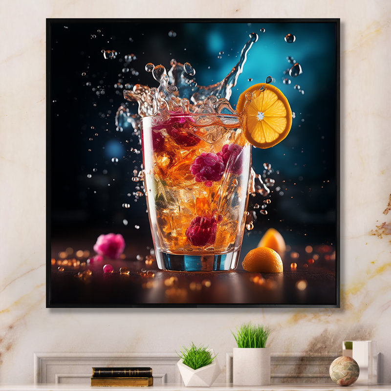 Spiried Beverage I sur impression sur toile, Cadre flottant noir, H 36 po x l 36 po x P 1,5 po