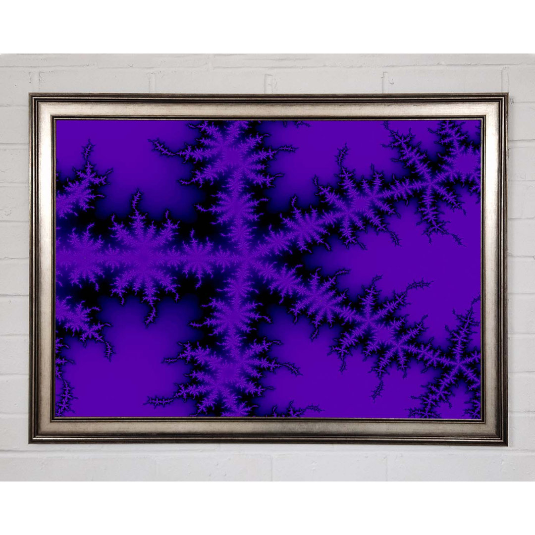 Gerahmtes Leinwandbild Internal Snow Flake Black On Purple