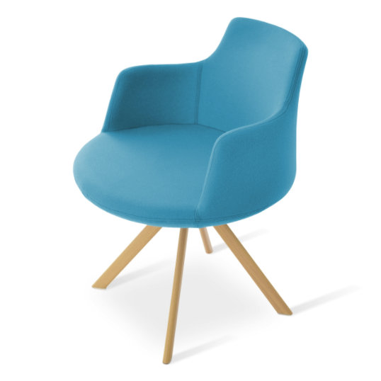 Fauteuil de 25 po de large Dervish, Naturel, Similicuir bleu