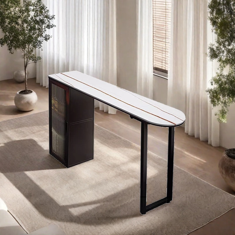 Table de bar Light Luxury, H 41,3 po x L 55,1 po x l 15,7 po, Blanc