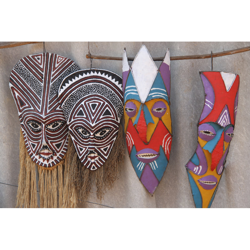 African Wizard Masks - Wrapped Canvas Print, 81cm H x 122cm W x 3.8cm D