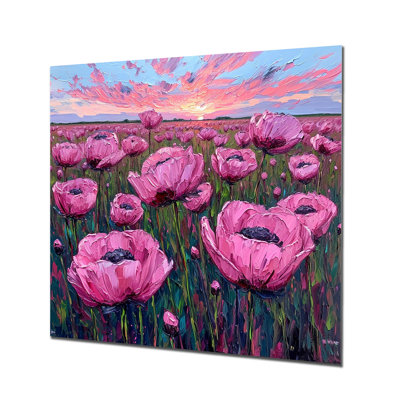 «Summer Tulips Sunset Meadow - Tulipes», reproduction d'art murale