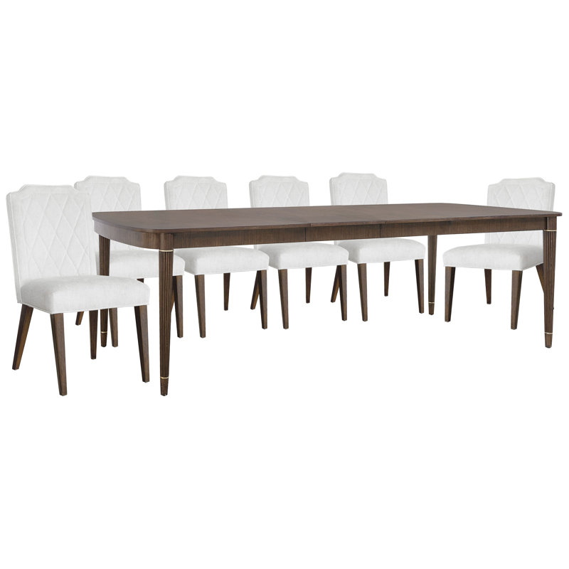 Table de salle à manger Leg avec 6 chaises d'appoint rembourrées, 7 pièces : table, 6 chaises