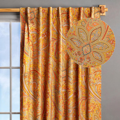 Maison d'Hermine Kashmir Paisley - Gold 100% Cotton Set of 1 Curtain - 50" x 84"