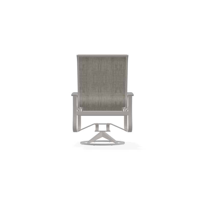 Belle Isle Sling Aluminum Frame Dining Height Swivel Rocker with Marine Grade Polymer Arm Accent, Warm Gray, Smoke