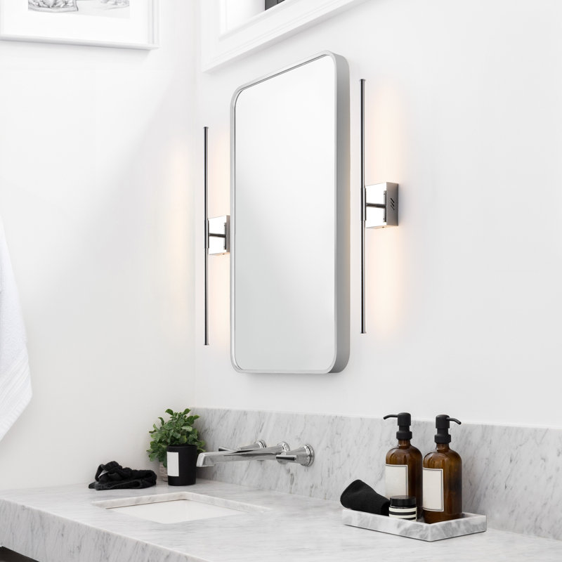 Vernes 28" Modern Minimalist Dimmable Integrated LED Metal Wall Sconce, Chrome
