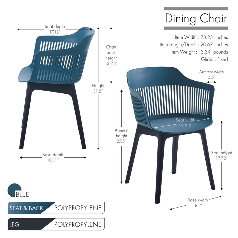 Milette 17.72'' H Armchair, Blue