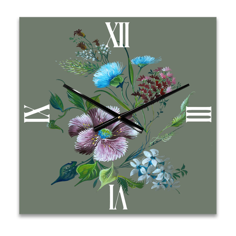Horloge murale traditionnelle mauve et turquoise, Grand