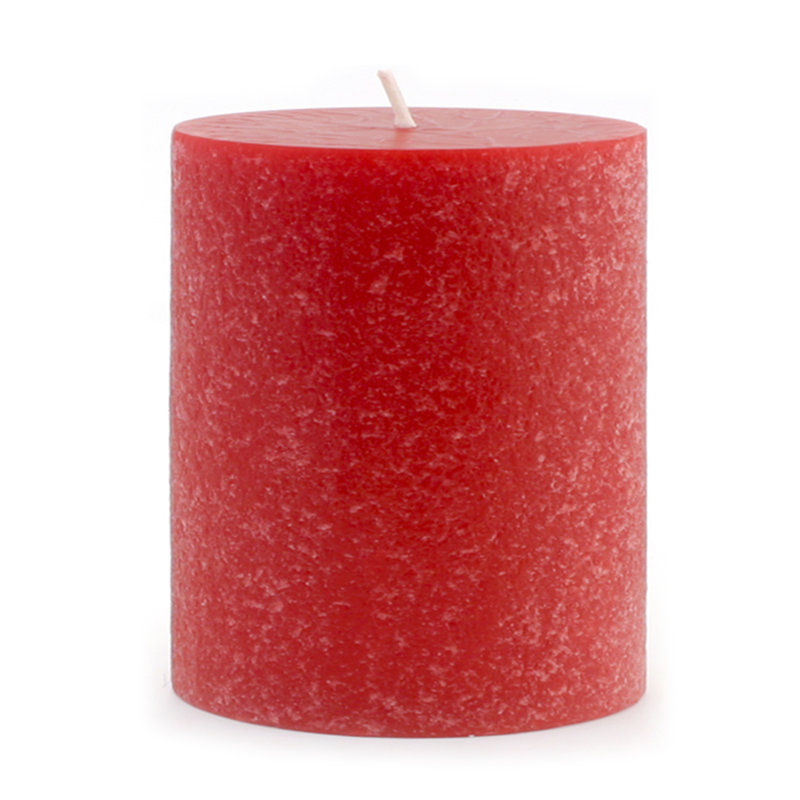 Bougie colonne non parfumée Timberline, H 4 po x l 4 po x P 4 po, Rouge
