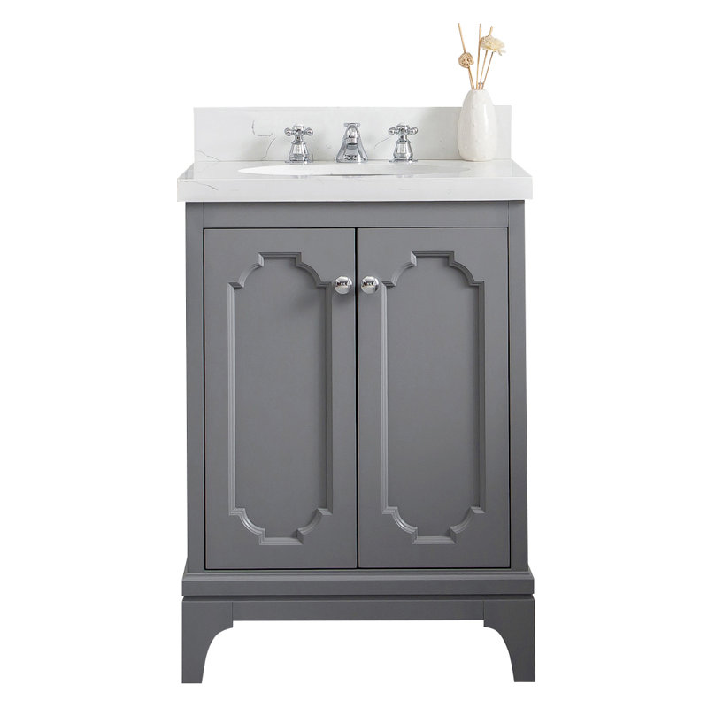 Queen 24" Single Bathroom Vanity Set with Mirror, Cashmere Gray