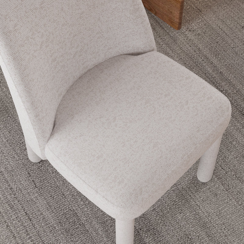 Chaise de salle à manger en chenille de 21,5 po de largeur, chaises de cuisine modernes avec pieds en bois, Beige