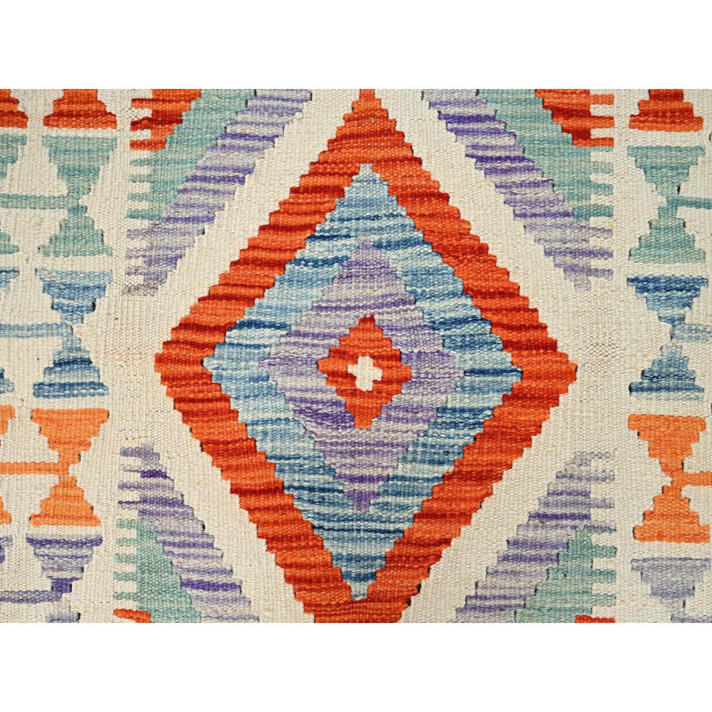 2 pi 10 po x 8 pi 4 po coloré, colorants végétaux, tissé à la main, 100% laine, tissage à plat, kilim afghan avec motif géométrique, tapis réversible, coureur, oriental