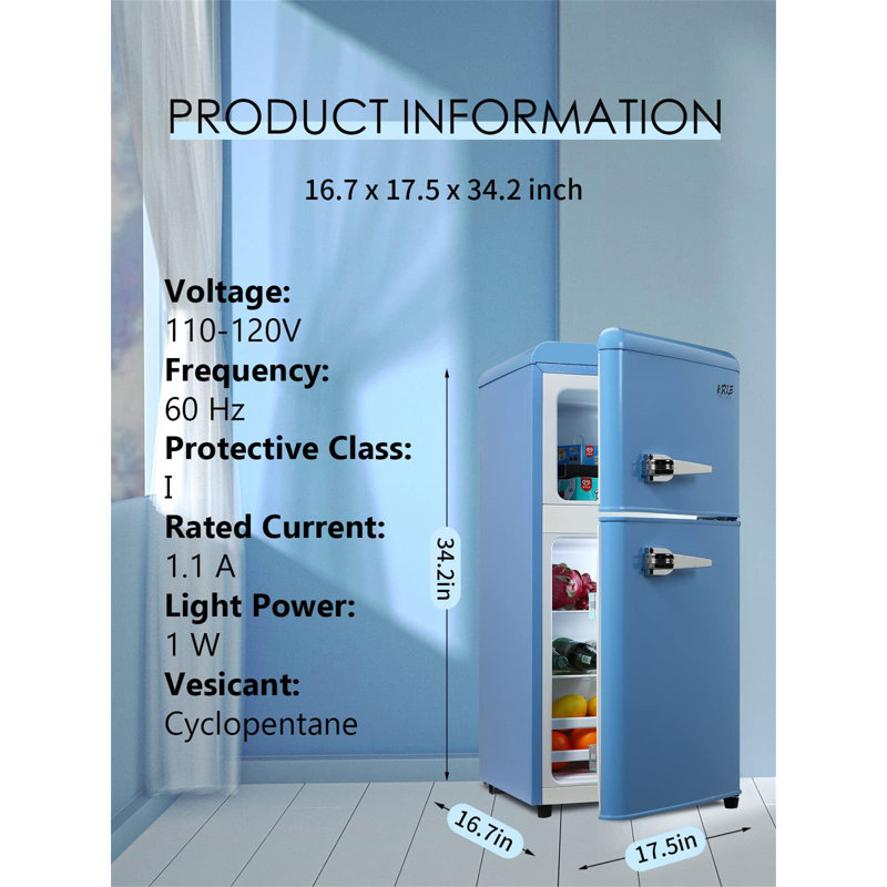 Réfrigérateur compact 3,5 pi³ avec réfrigérateur, Bleu