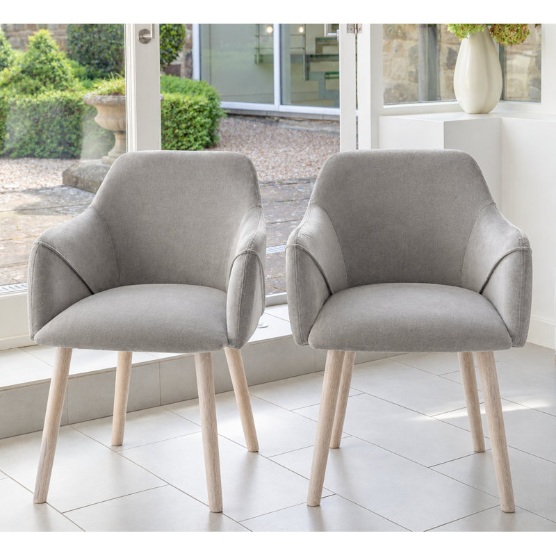 Aggarwal  Upholstered Dining Chairs, Grey, Whitewash