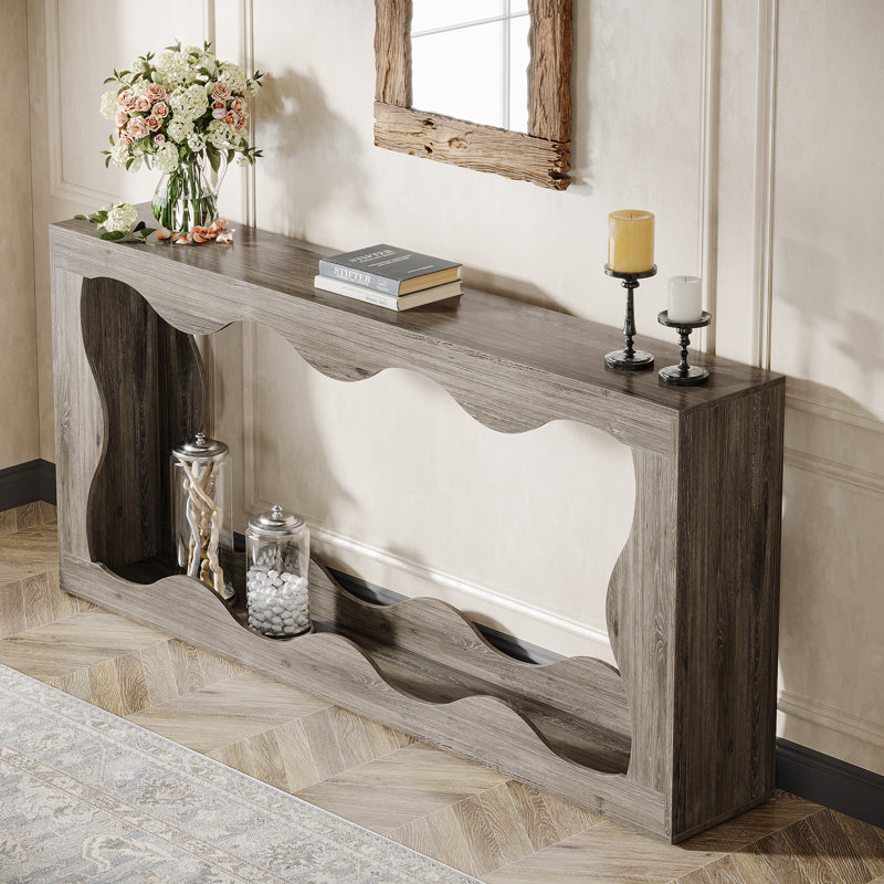 63 Inches Console Table with Storage, Gray