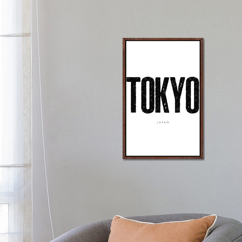 Tokyo Japan by Mirano - Print on Canvas, 66.04cm H x 45.72cm W x 3.81cm D, Classic Brown Wood Framed