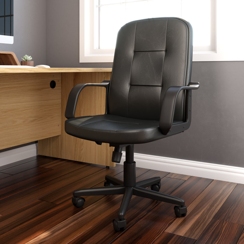 Gennadius Office Chair, Black Leather