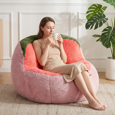 Canapé pour adulte en fausse fourrure, fauteuil simple en forme de noix avec mousse de compression