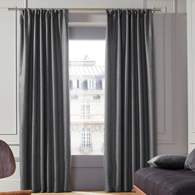 Coconut Room Darkening Single Curtain Panel, Dark Grey, 135 W x 350 D cm