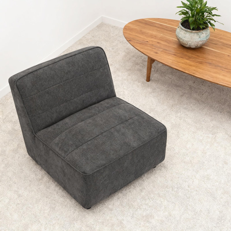 Chaise sans accoudoirs moderne gris anthracite rembourrée