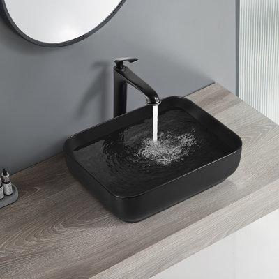 Lavabo de comptoir en céramique H 5,51 po, résistant aux taches, aux rayures et aux fuites